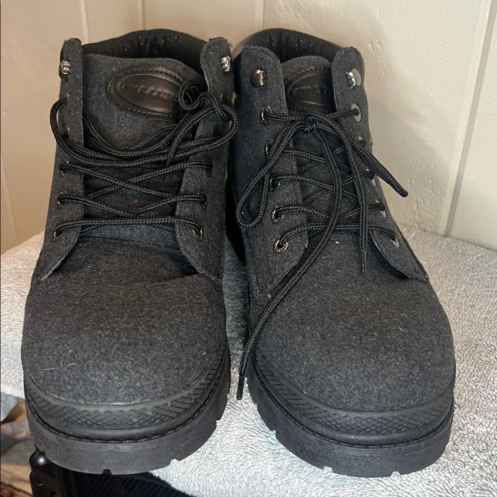 LUGZ Mens Work Fringe Black Chelsea Chukka Lace Up Boots